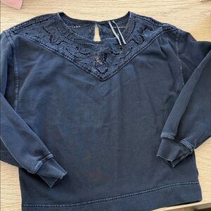 Faded Black Lace Detail Sweatshirt